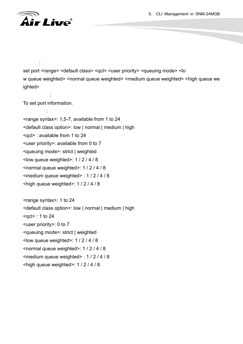 Set port | AirLive SNMP-24MGB User Manual | Page 283 / 325