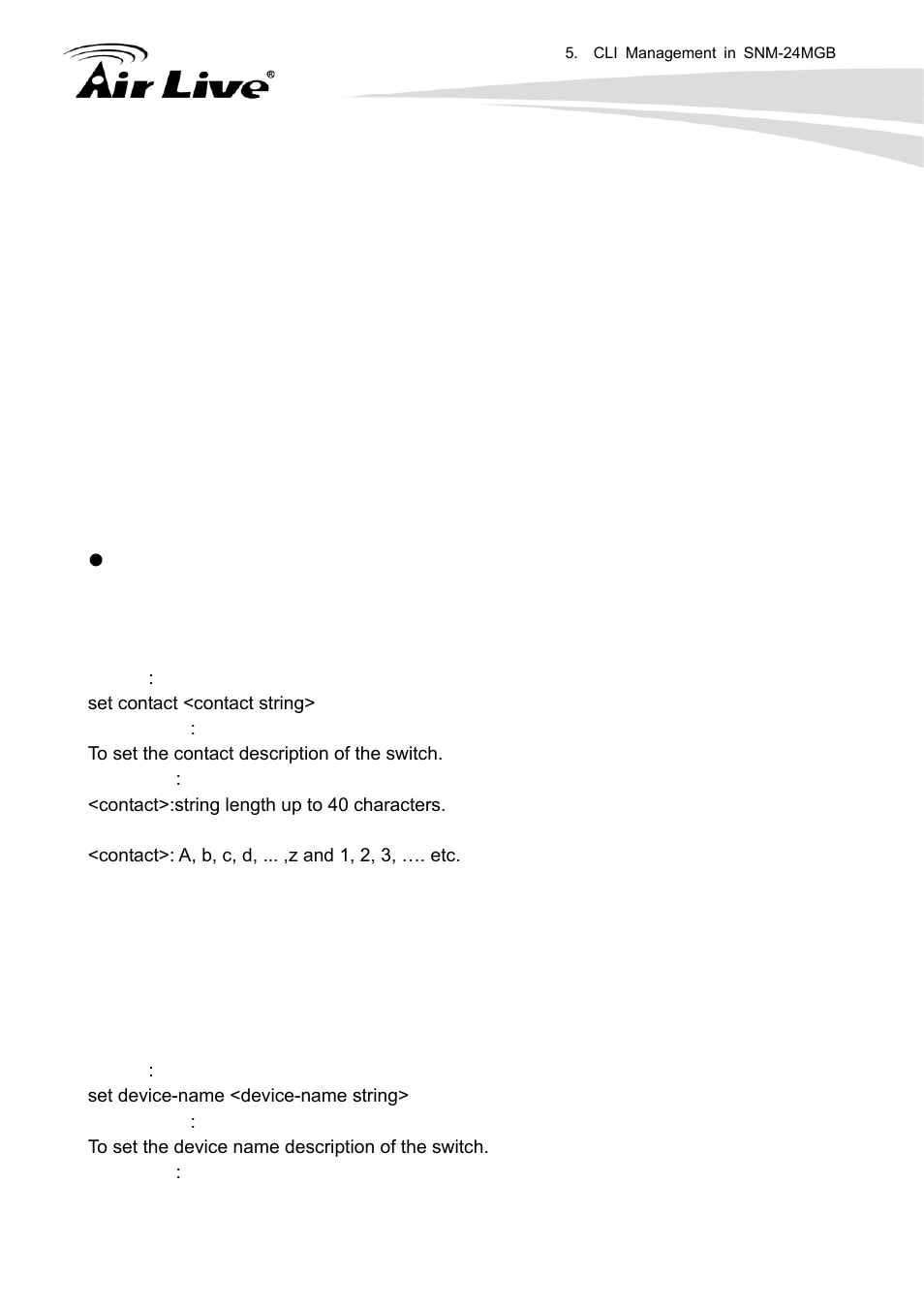 Zsystem, Set contact, Set device-name | AirLive SNMP-24MGB User Manual | Page 299 / 325