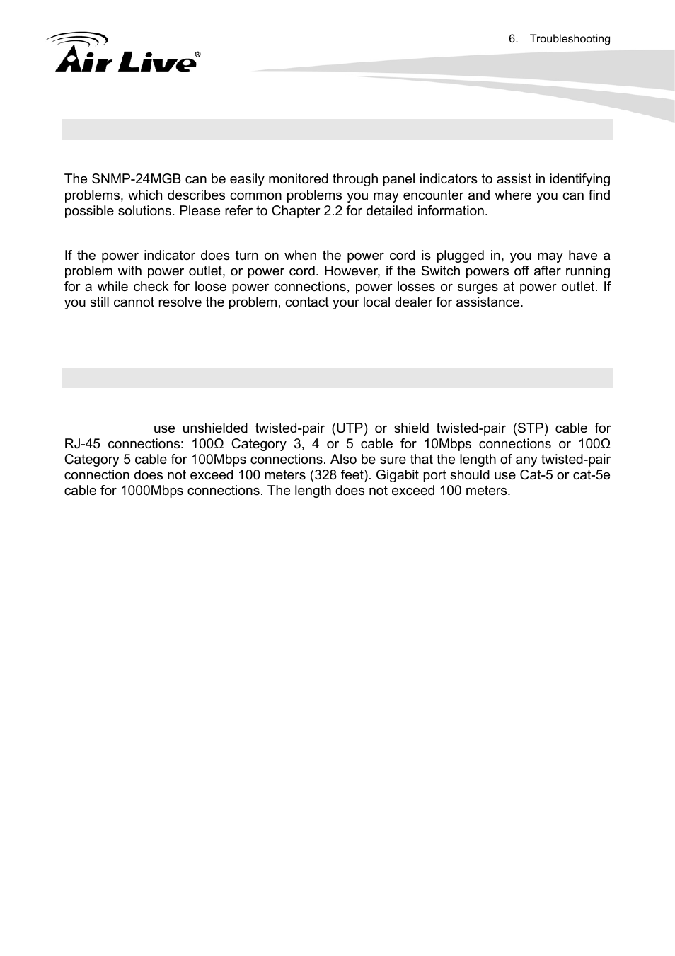 2 diagnosing led indicators, 3 cabling | AirLive SNMP-24MGB User Manual | Page 317 / 325