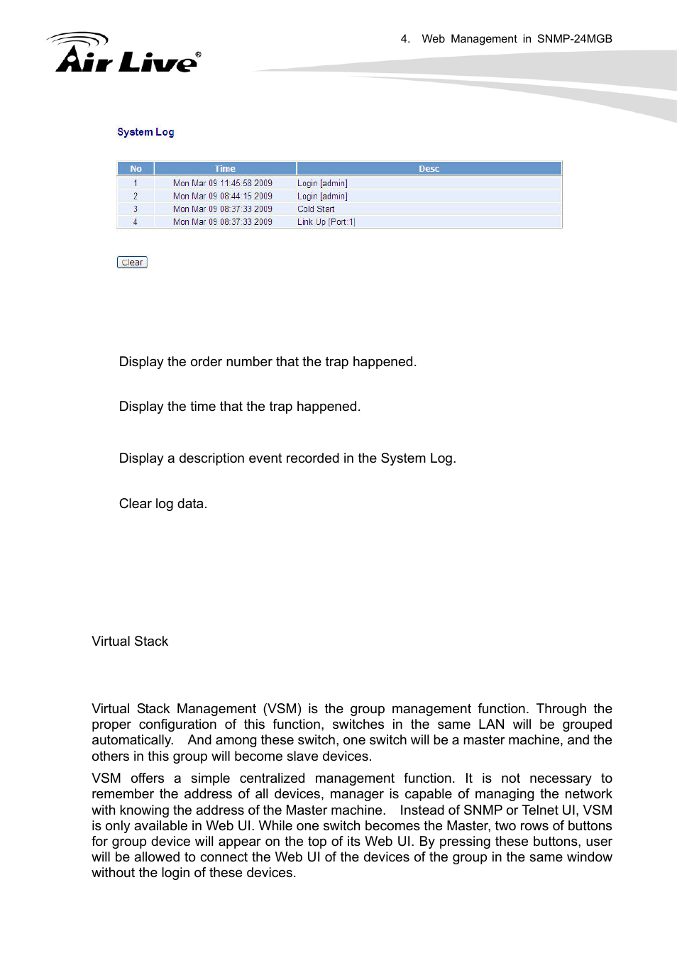 8 virtual stack | AirLive SNMP-24MGB User Manual | Page 39 / 325