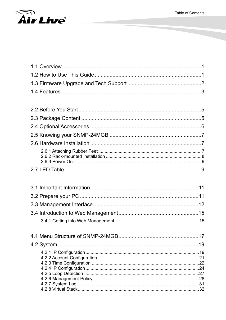 AirLive SNMP-24MGB User Manual | Page 4 / 325