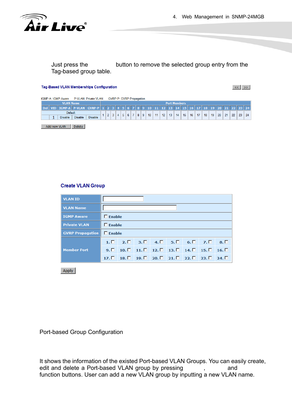 3 port-based group | AirLive SNMP-24MGB User Manual | Page 56 / 325