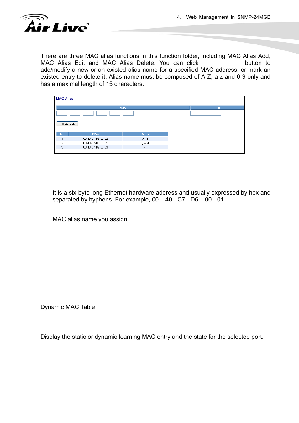 5 mac table | AirLive SNMP-24MGB User Manual | Page 65 / 325