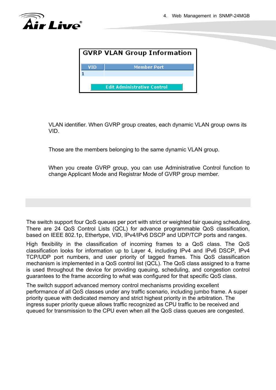 7 qos, 1 port qos configuration | AirLive SNMP-24MGB User Manual | Page 72 / 325