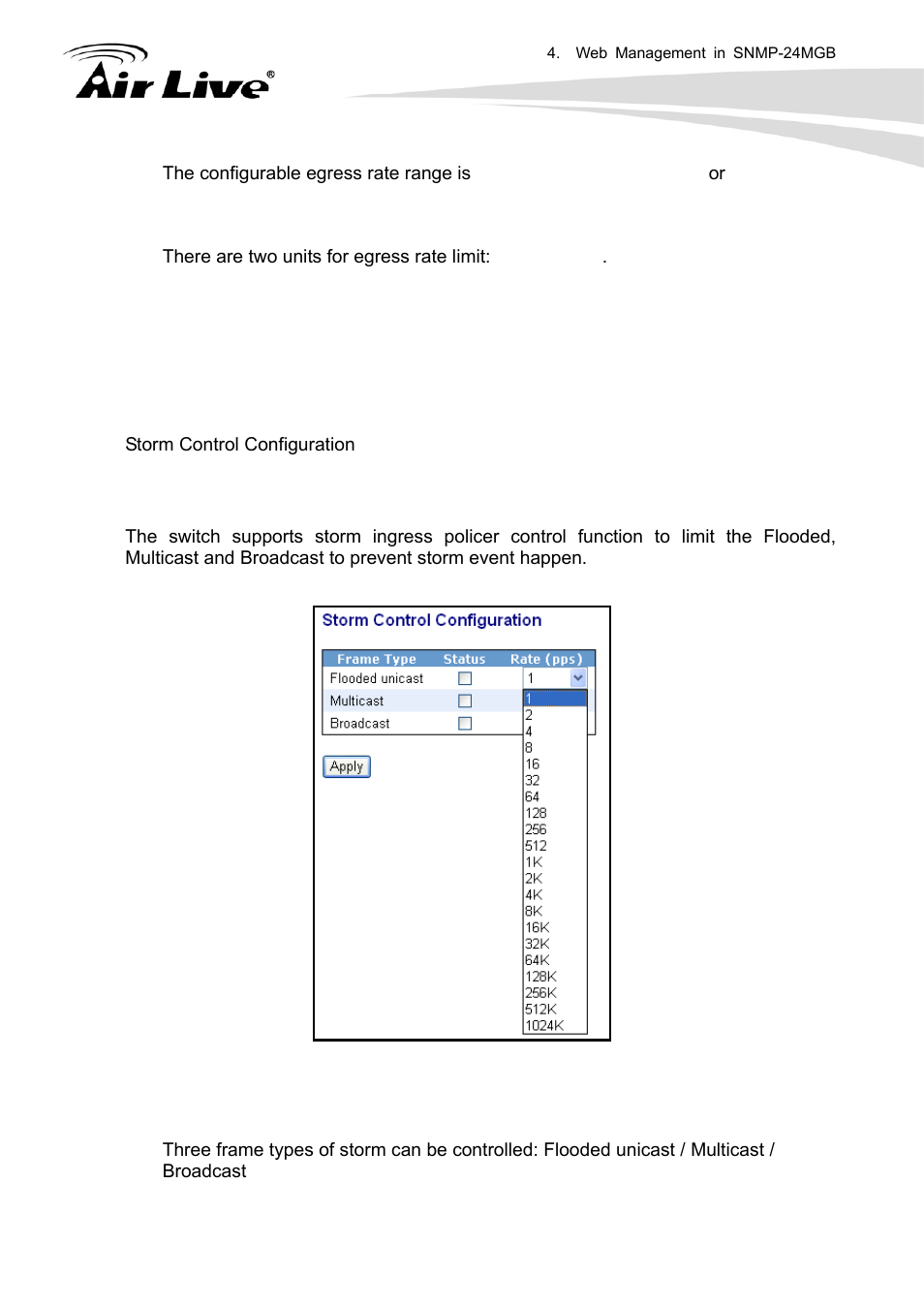 4 storm control | AirLive SNMP-24MGB User Manual | Page 81 / 325