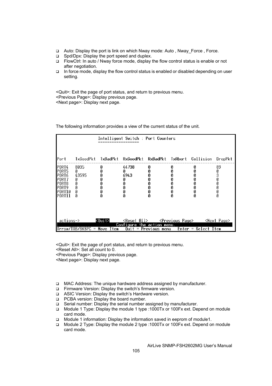 Port counters, System information | AirLive SNMP-FSH2602MG User Manual | Page 117 / 137