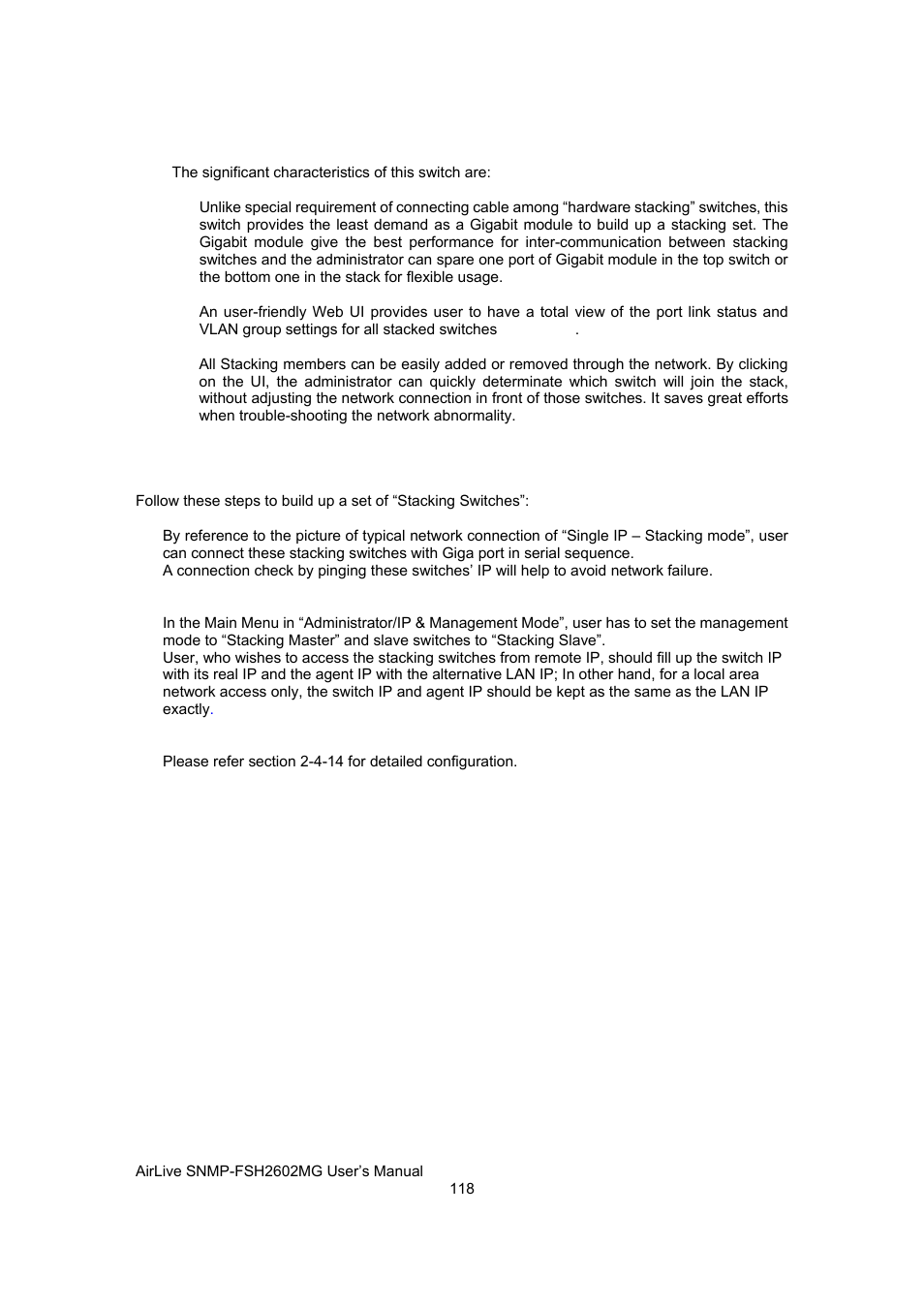A guide to build up “stacking switches | AirLive SNMP-FSH2602MG User Manual | Page 130 / 137