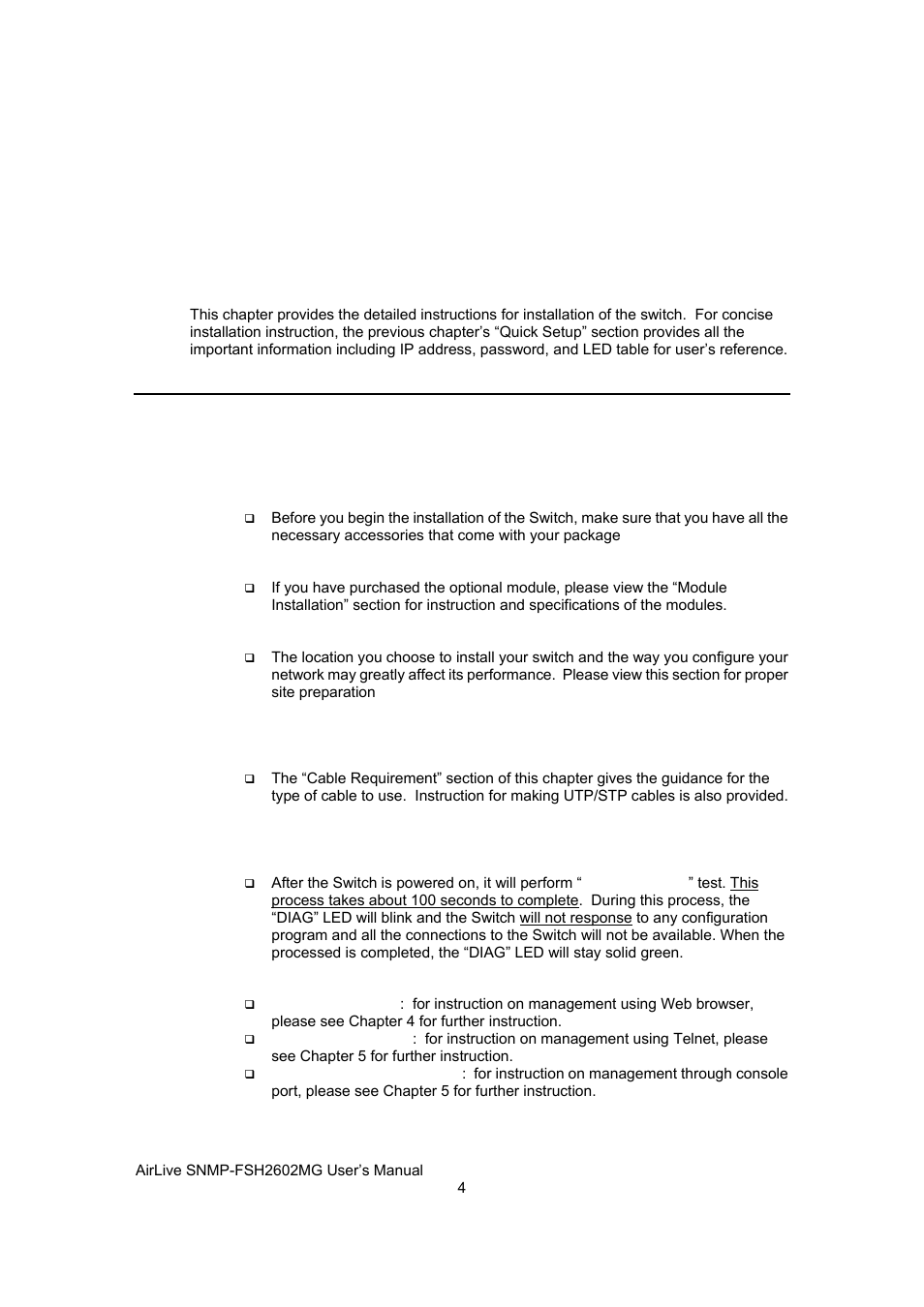 Installation of the switch, Installation procedures | AirLive SNMP-FSH2602MG User Manual | Page 16 / 137