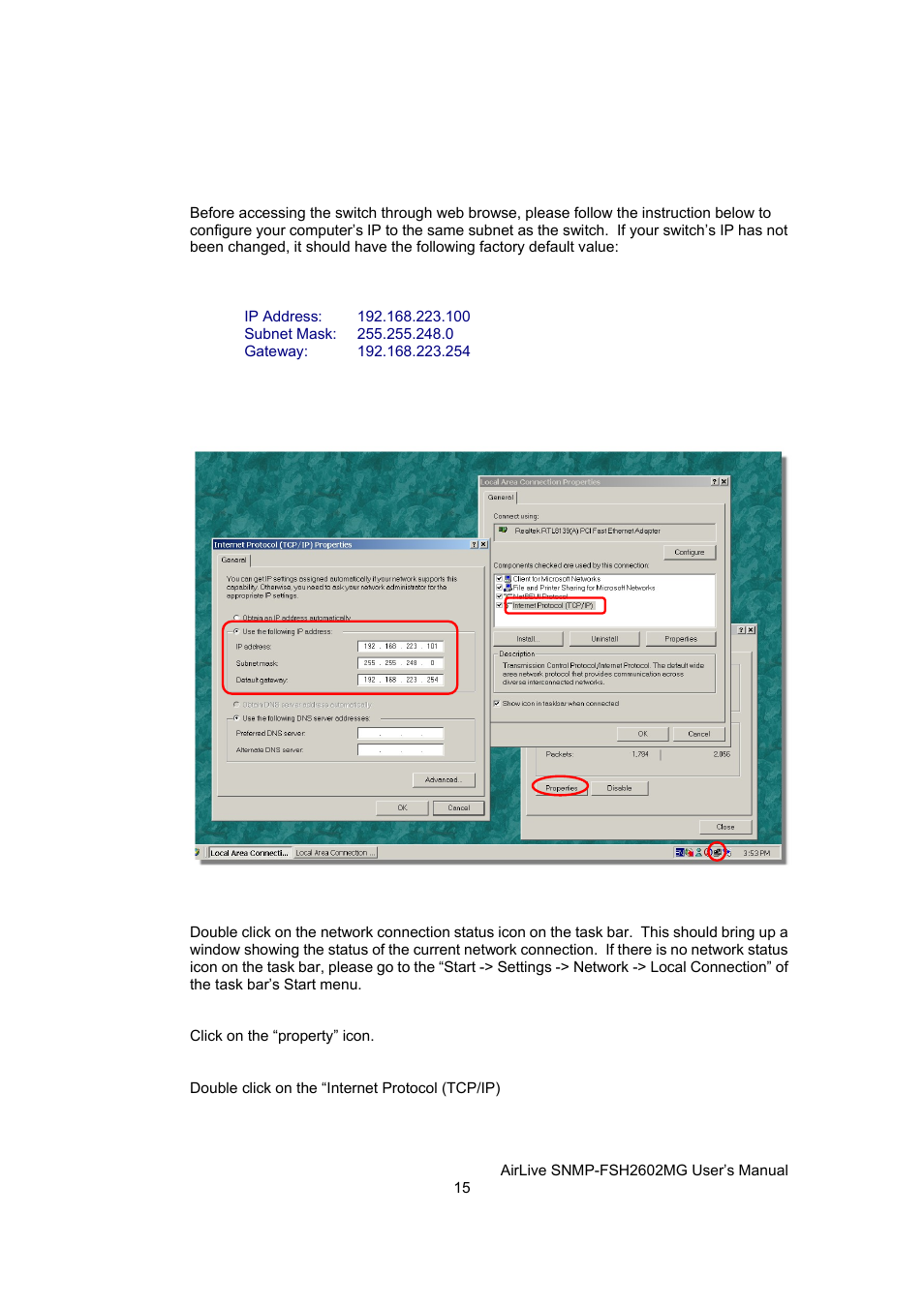Configure your computer’s ip | AirLive SNMP-FSH2602MG User Manual | Page 27 / 137