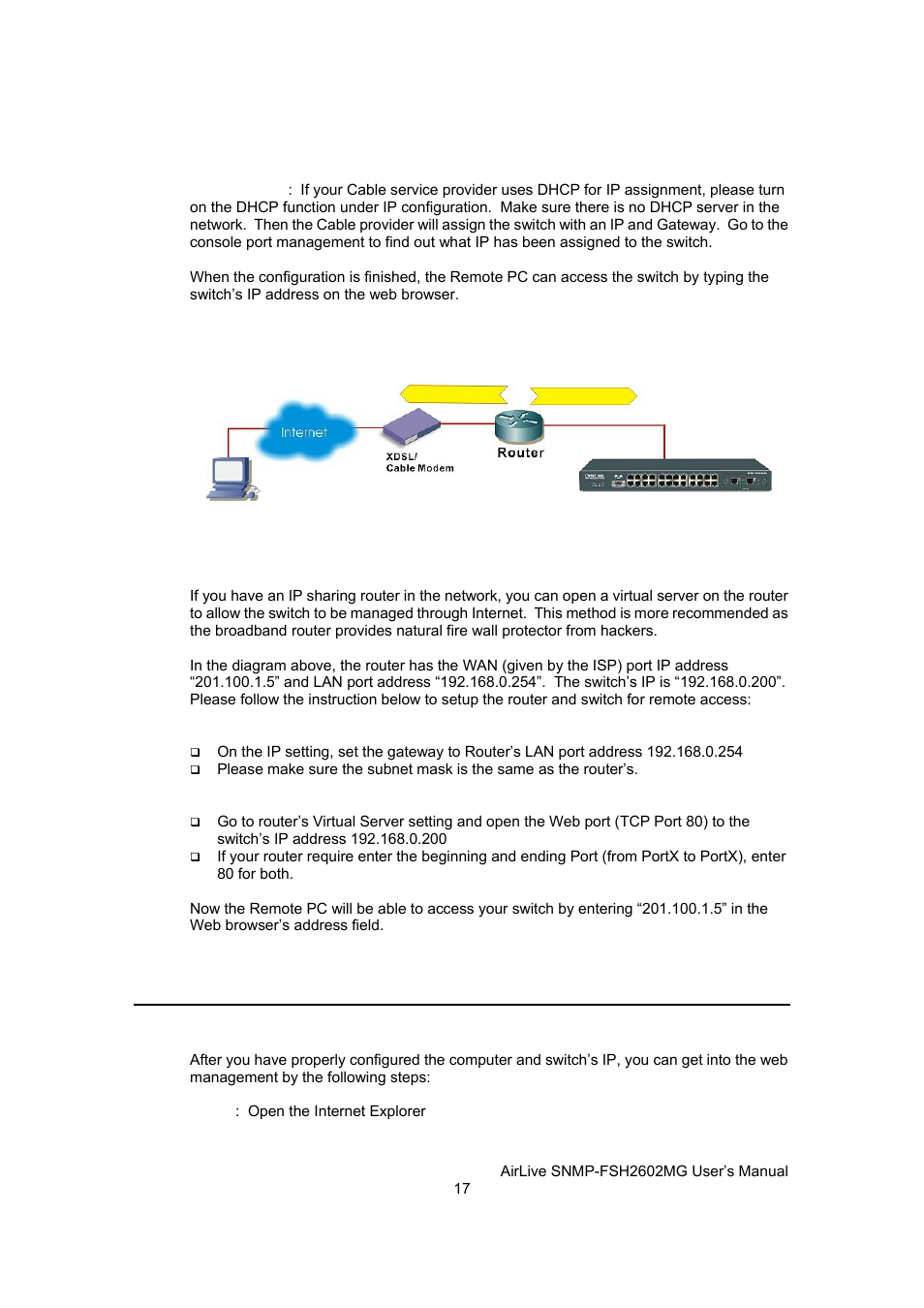 Get into the web management, Connect through broadband router | AirLive SNMP-FSH2602MG User Manual | Page 29 / 137