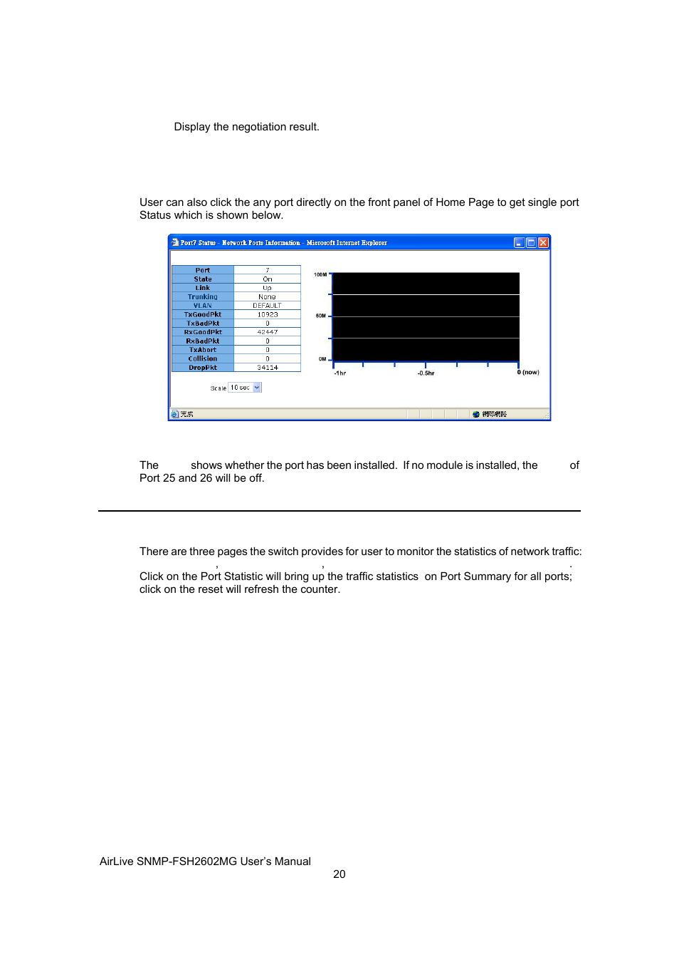 Port statistics, Single port status | AirLive SNMP-FSH2602MG User Manual | Page 32 / 137