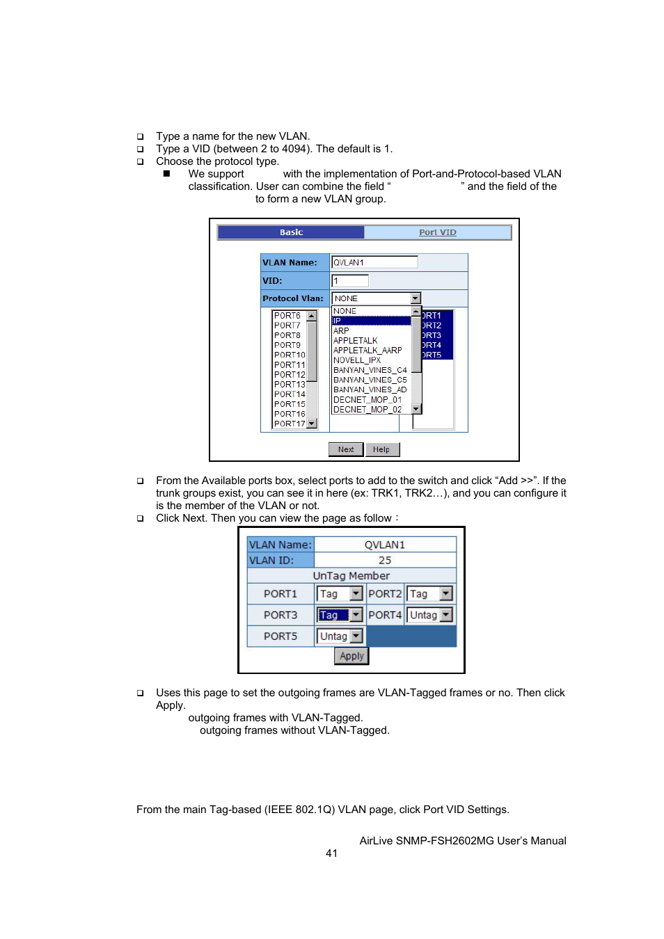 Port vid | AirLive SNMP-FSH2602MG User Manual | Page 53 / 137