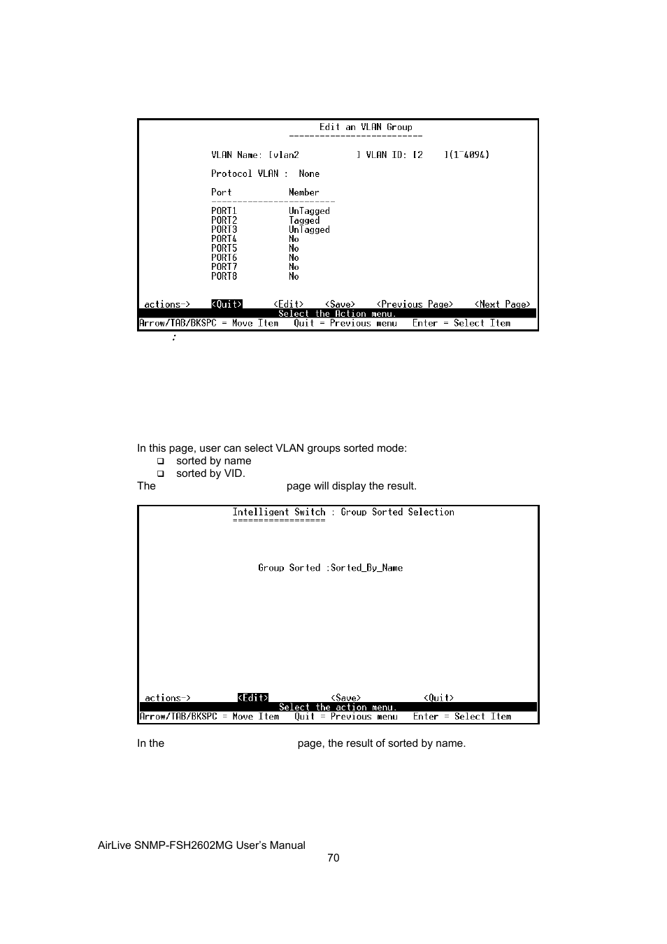 Groups sorted mode | AirLive SNMP-FSH2602MG User Manual | Page 82 / 137