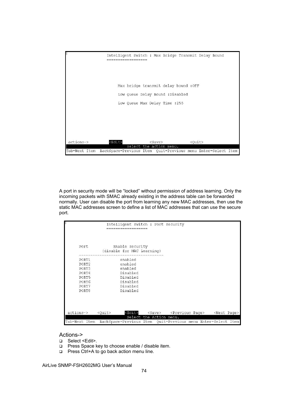 Port security | AirLive SNMP-FSH2602MG User Manual | Page 86 / 137