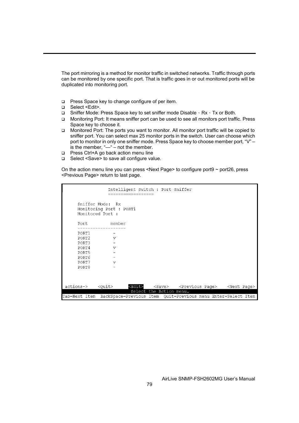 Port mirror, Configuration | AirLive SNMP-FSH2602MG User Manual | Page 91 / 137