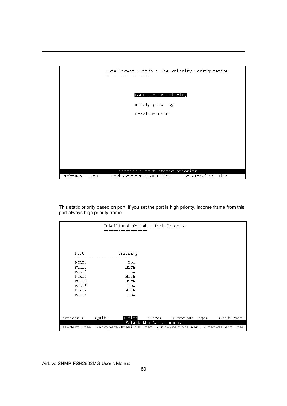 Priority configuration | AirLive SNMP-FSH2602MG User Manual | Page 92 / 137