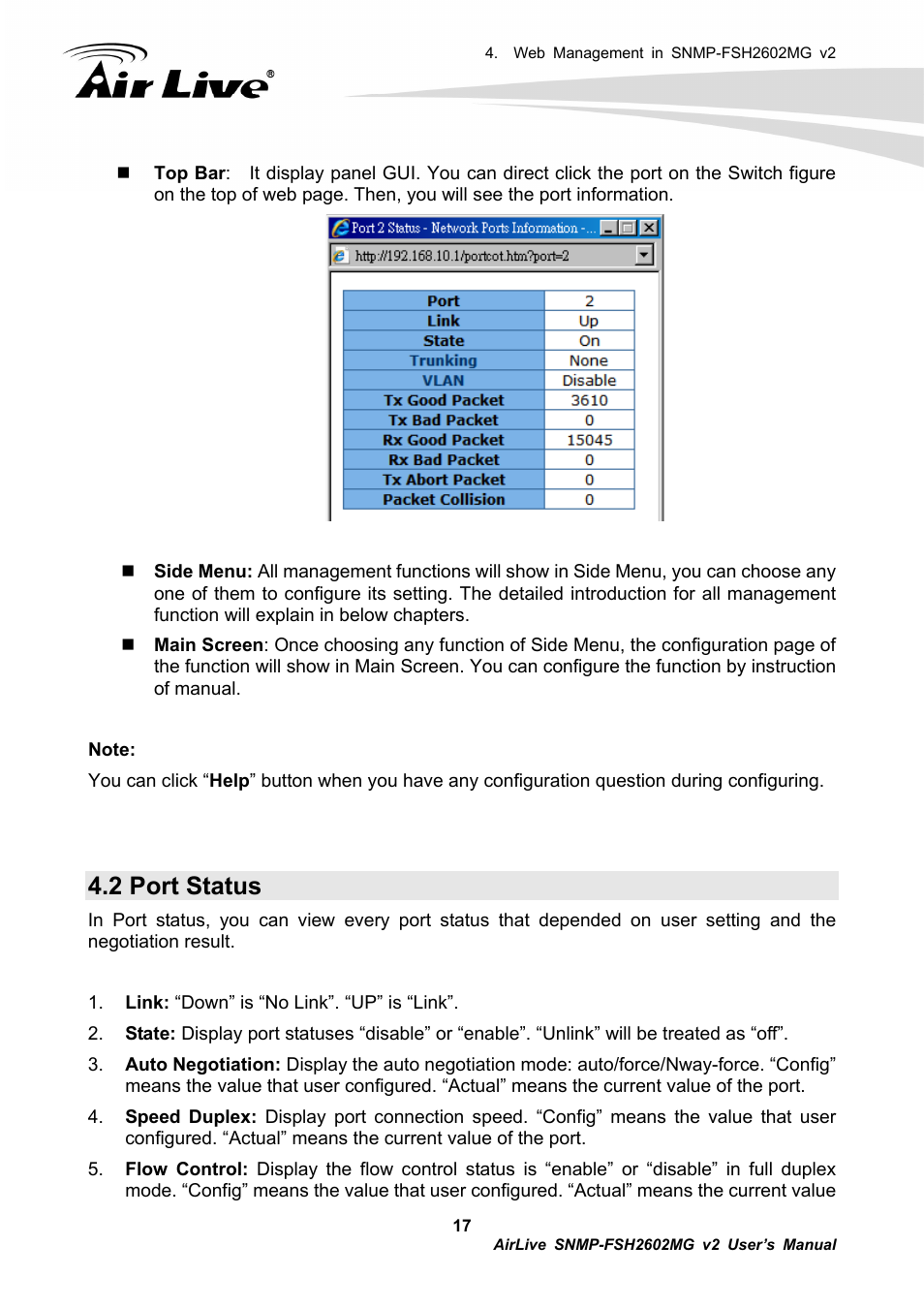 2 port status | AirLive SNMP-FSH2602MG v2 User Manual | Page 22 / 139