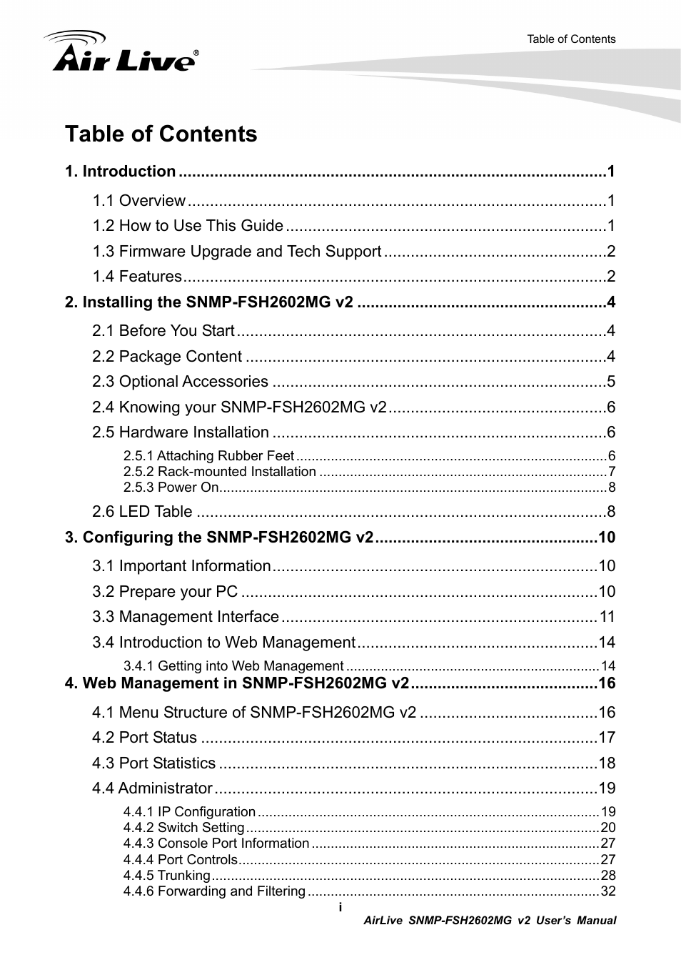 AirLive SNMP-FSH2602MG v2 User Manual | Page 3 / 139