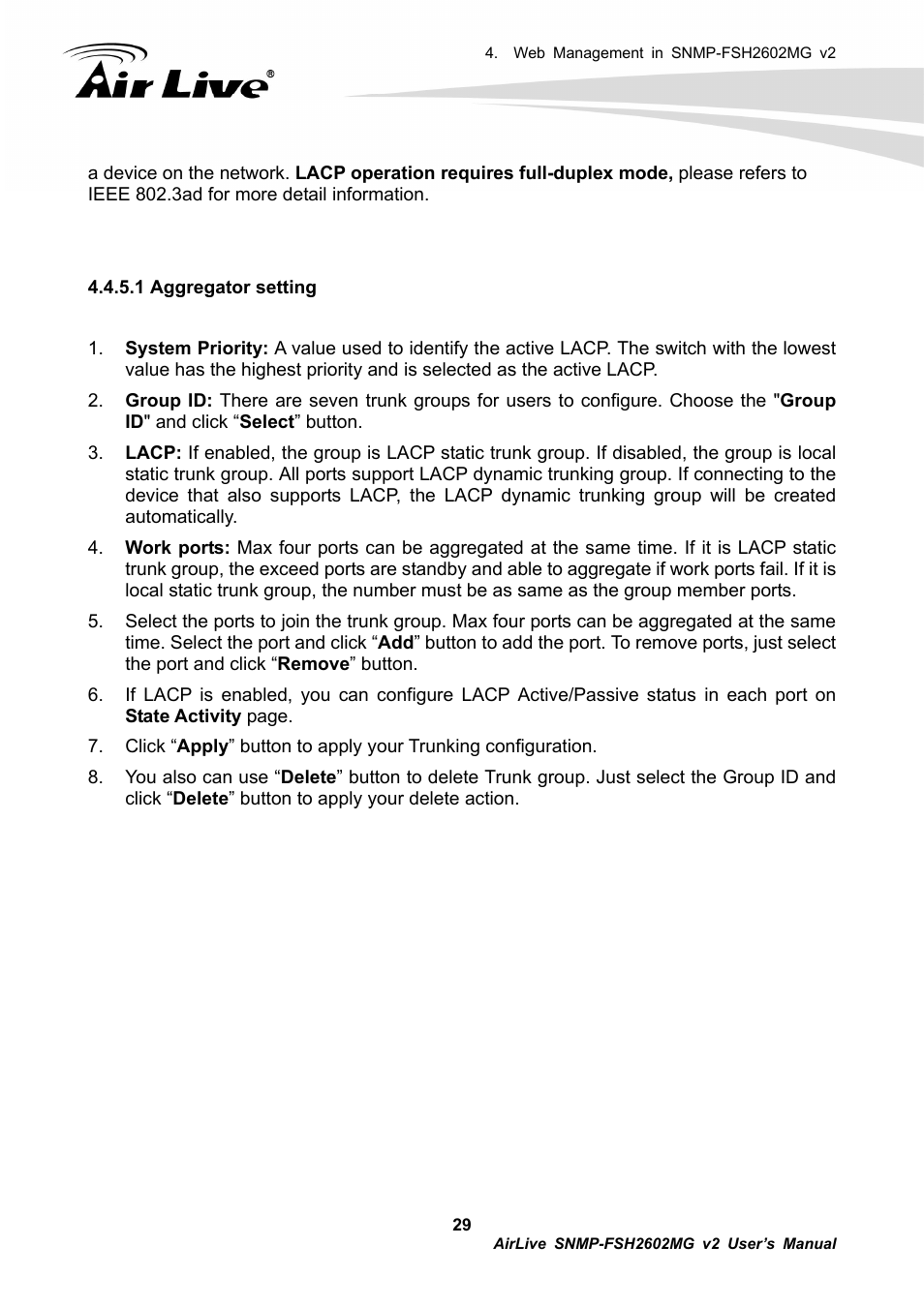 AirLive SNMP-FSH2602MG v2 User Manual | Page 34 / 139