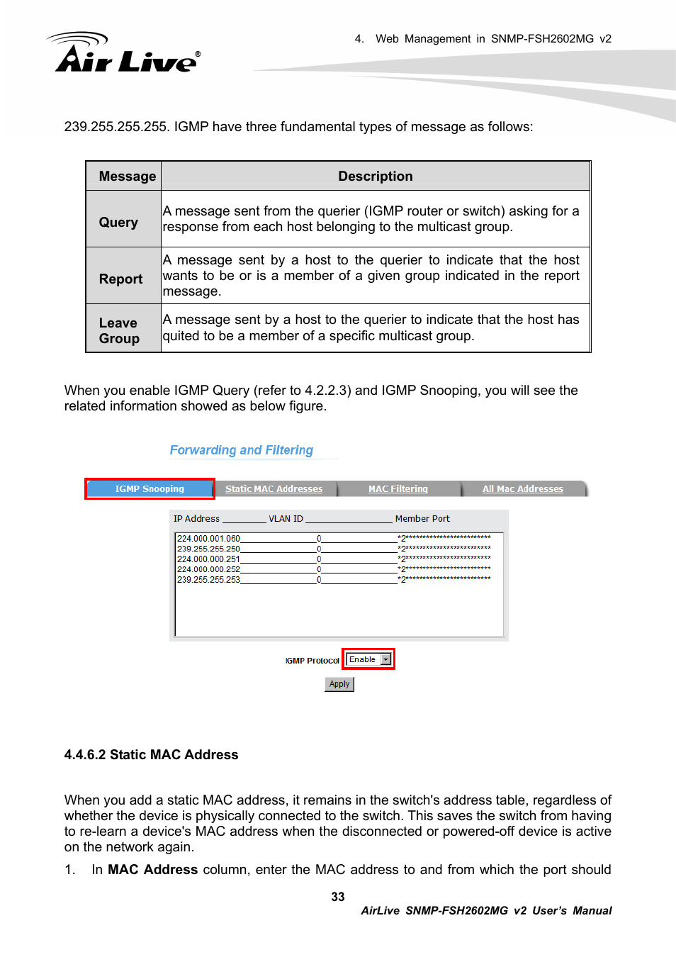 AirLive SNMP-FSH2602MG v2 User Manual | Page 38 / 139