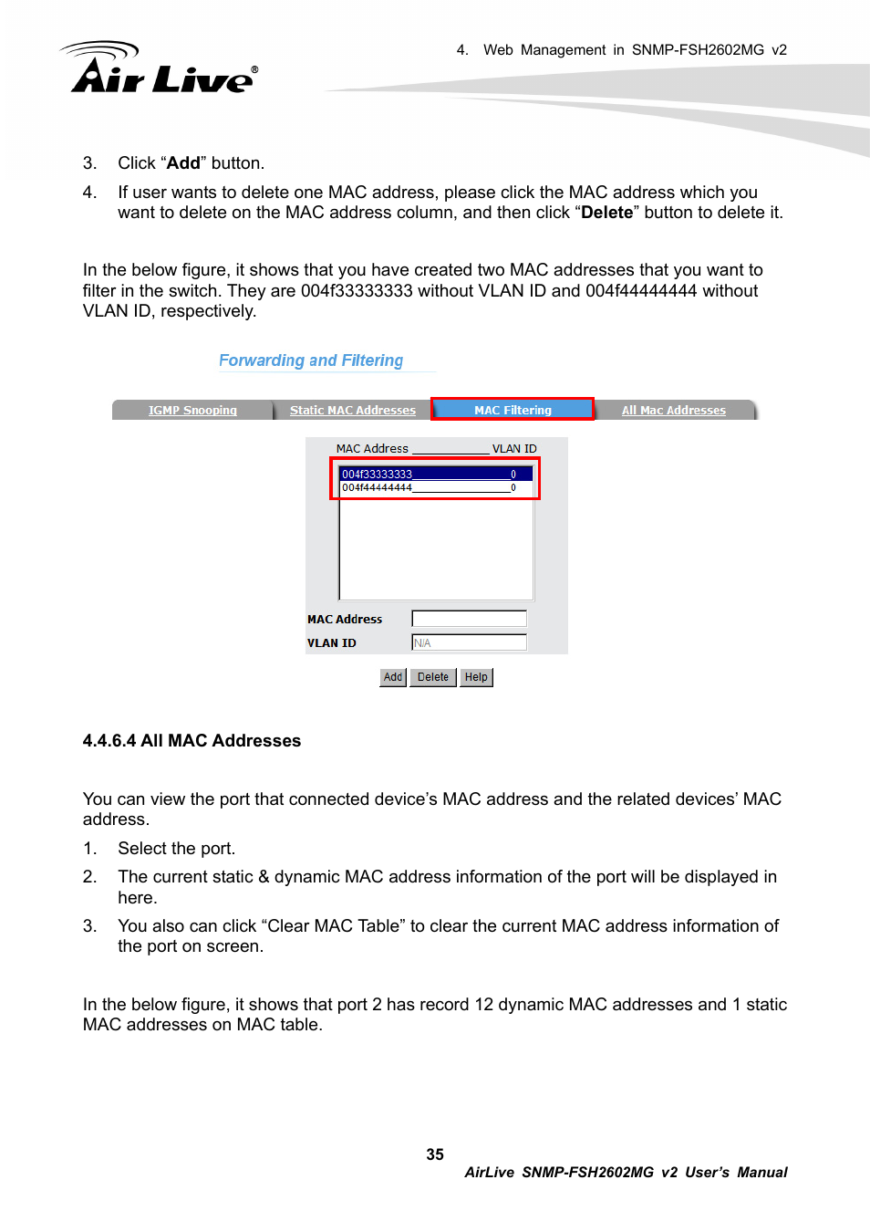 AirLive SNMP-FSH2602MG v2 User Manual | Page 40 / 139