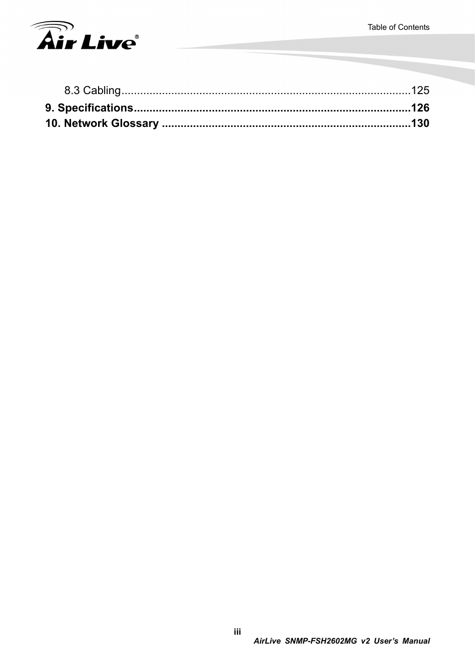 AirLive SNMP-FSH2602MG v2 User Manual | Page 5 / 139