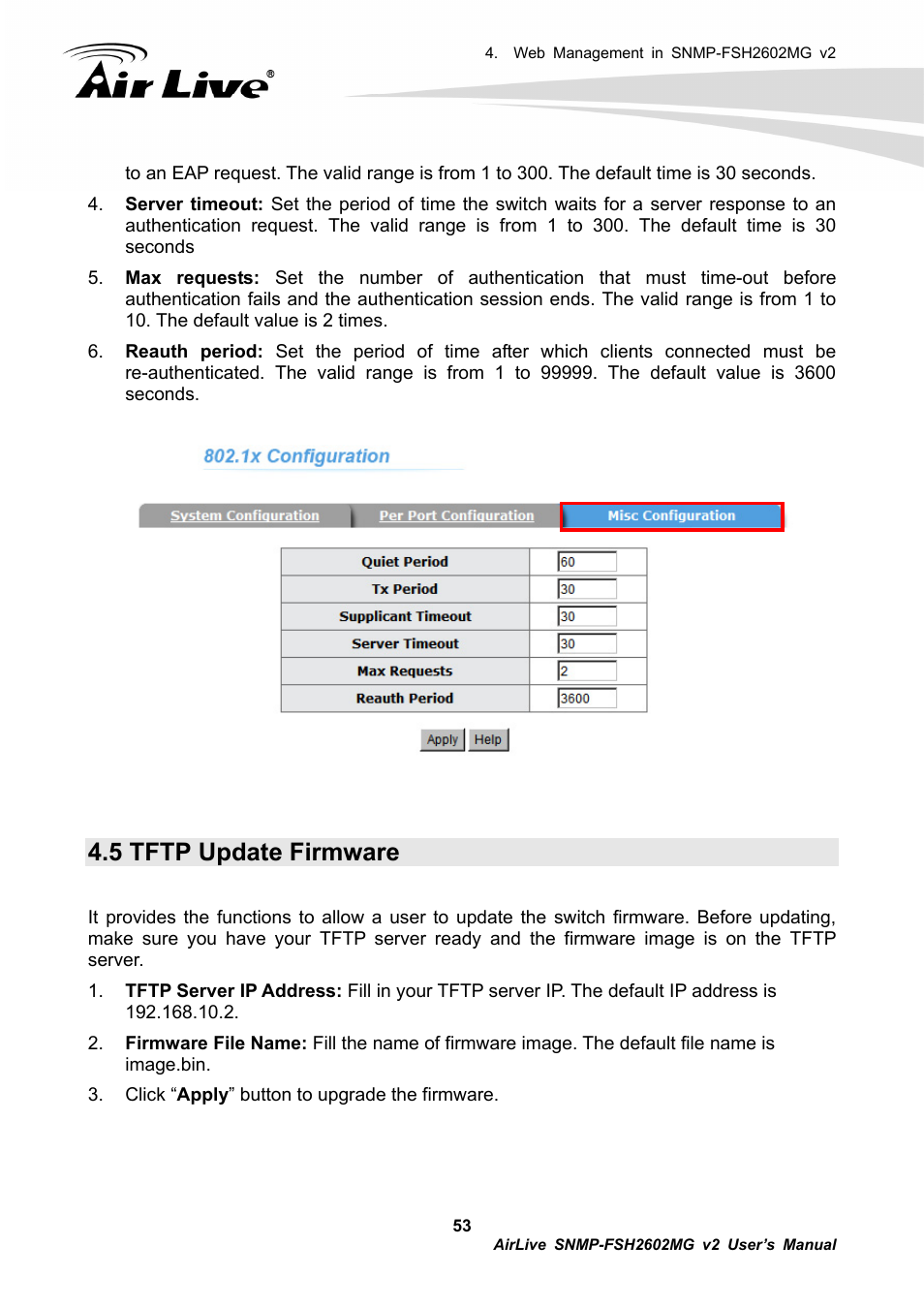 5 tftp update firmware | AirLive SNMP-FSH2602MG v2 User Manual | Page 58 / 139