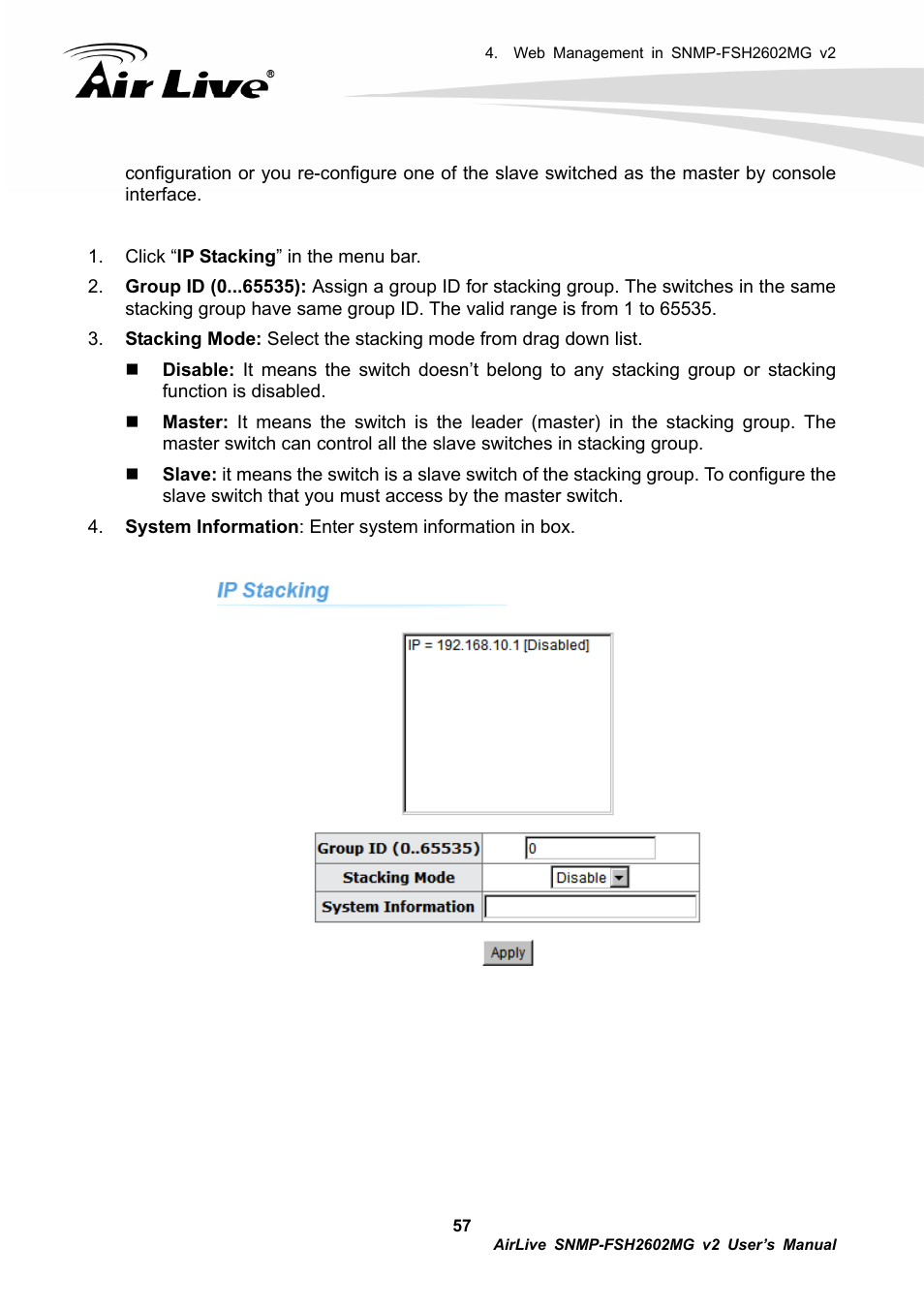 AirLive SNMP-FSH2602MG v2 User Manual | Page 62 / 139