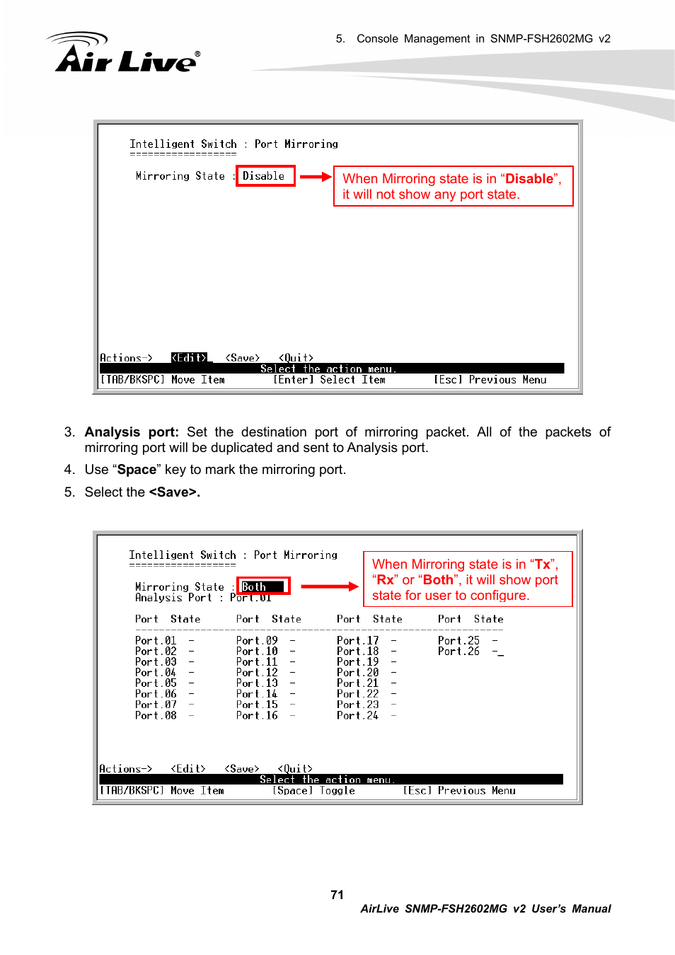 AirLive SNMP-FSH2602MG v2 User Manual | Page 76 / 139