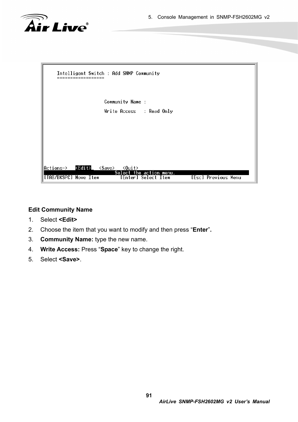 AirLive SNMP-FSH2602MG v2 User Manual | Page 96 / 139