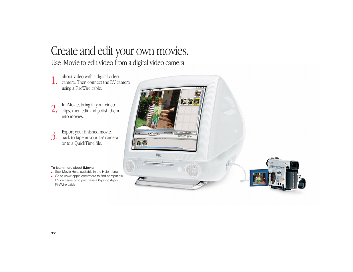 Create and edit your own movies | Apple iMac G3 User Manual | Page 13 / 38