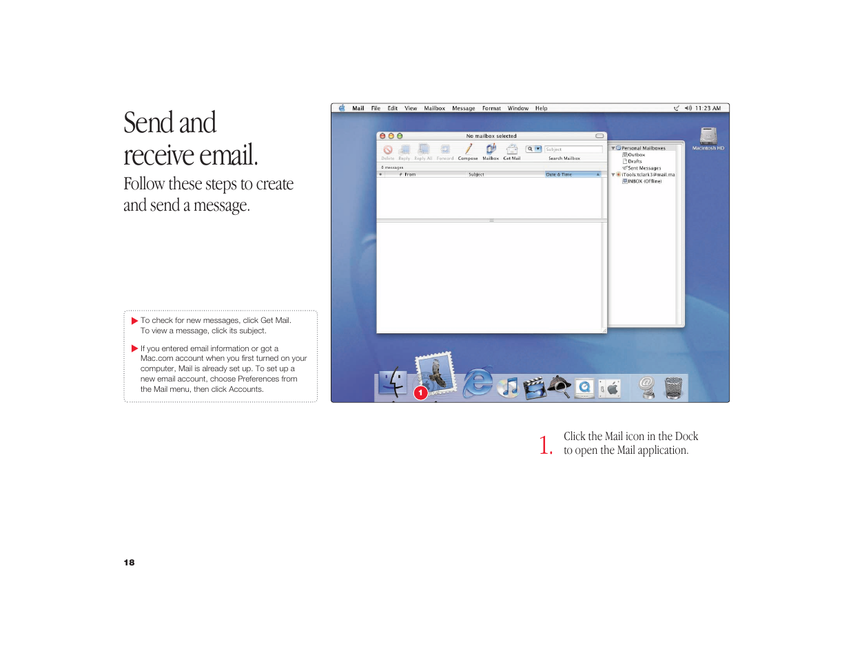 Send and receive email, Follow these steps to create and send a message | Apple iMac G3 User Manual | Page 19 / 38