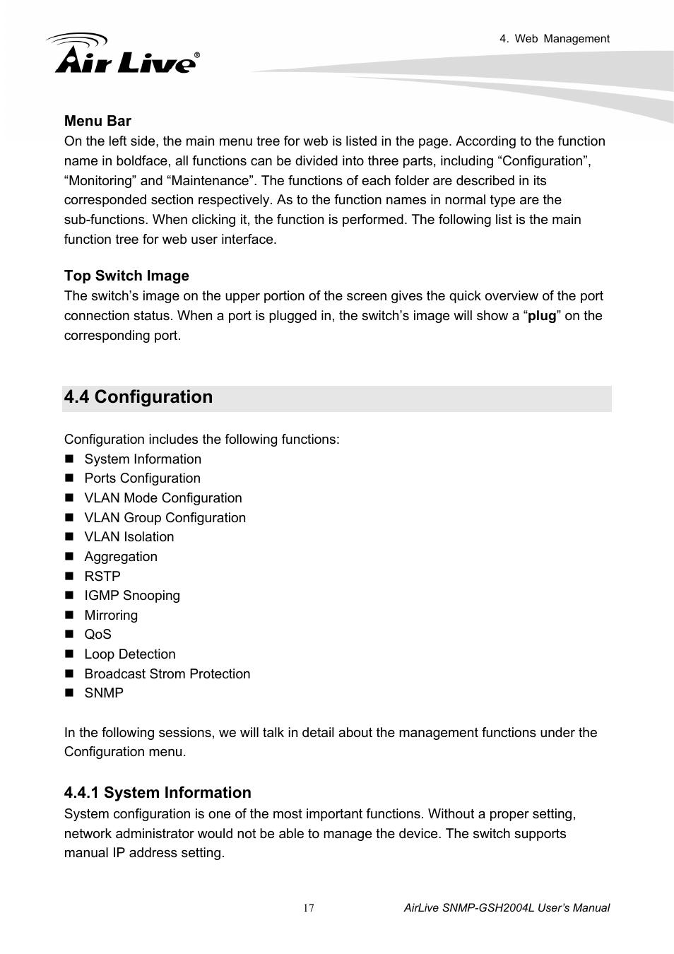 4 configuration, 1 system information, Step | Step 3, Step 2, Step 1, Step 4 | AirLive SNMP-GSH2004L User Manual | Page 22 / 61