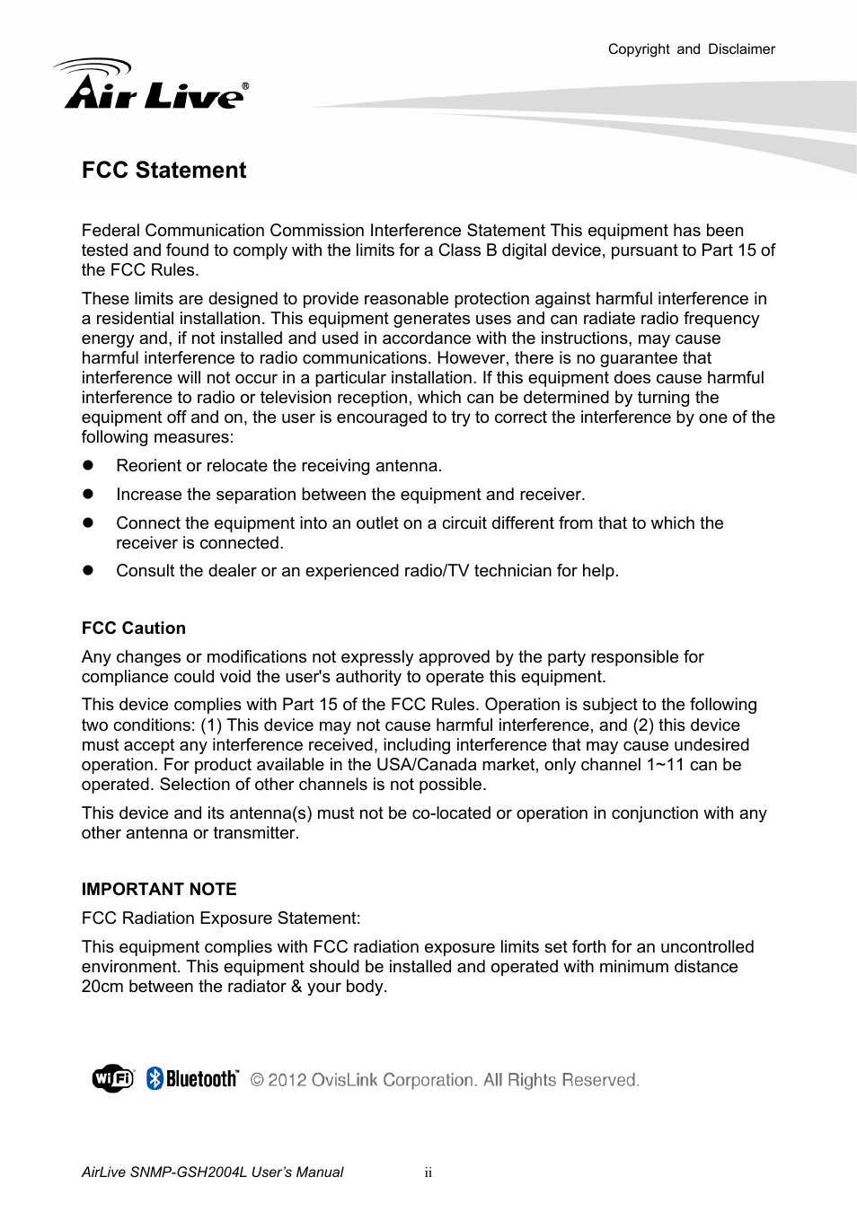 Fcc statement | AirLive SNMP-GSH2004L User Manual | Page 3 / 61