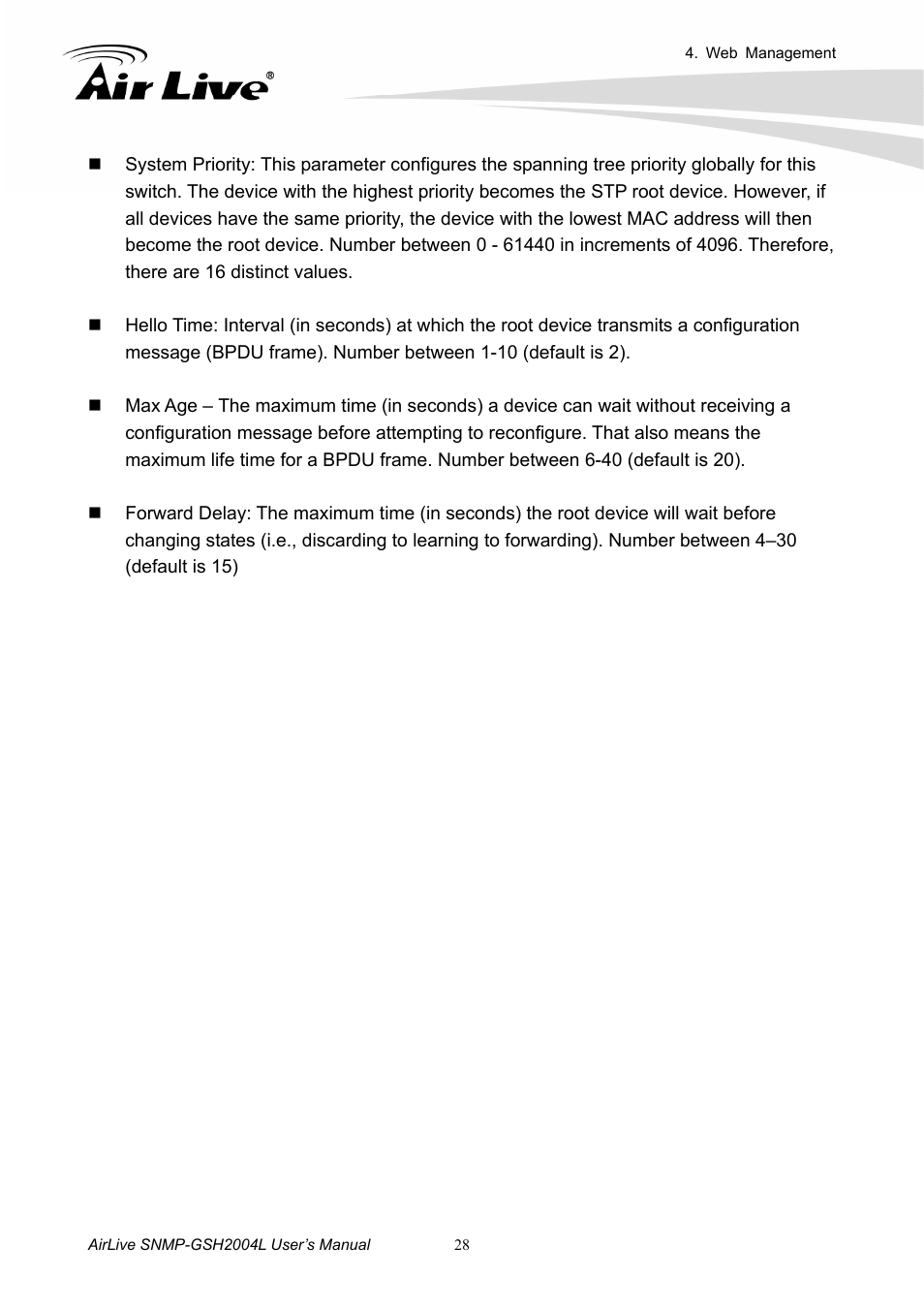 AirLive SNMP-GSH2004L User Manual | Page 33 / 61