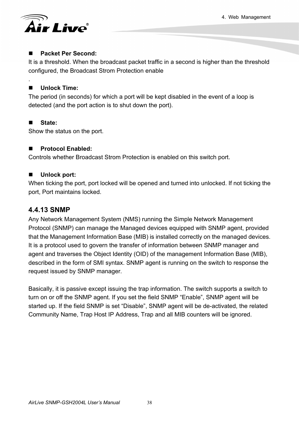 13 snmp | AirLive SNMP-GSH2004L User Manual | Page 43 / 61