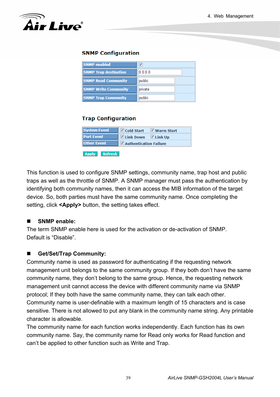 AirLive SNMP-GSH2004L User Manual | Page 44 / 61