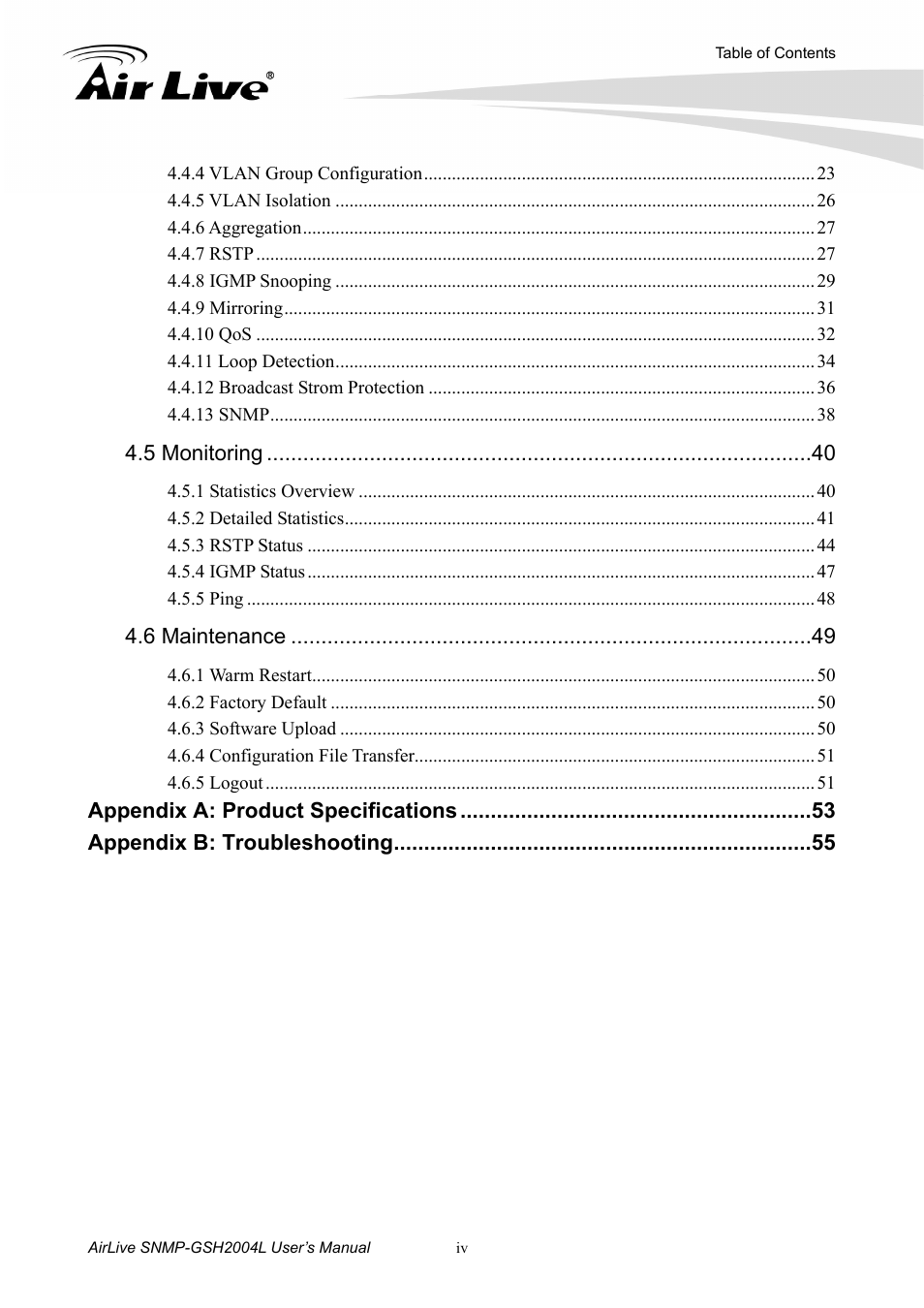 AirLive SNMP-GSH2004L User Manual | Page 5 / 61