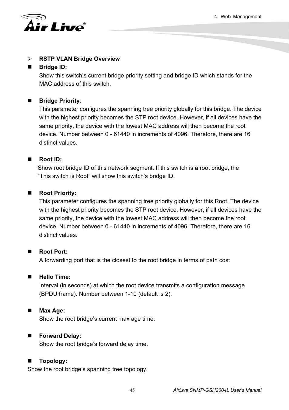 AirLive SNMP-GSH2004L User Manual | Page 50 / 61