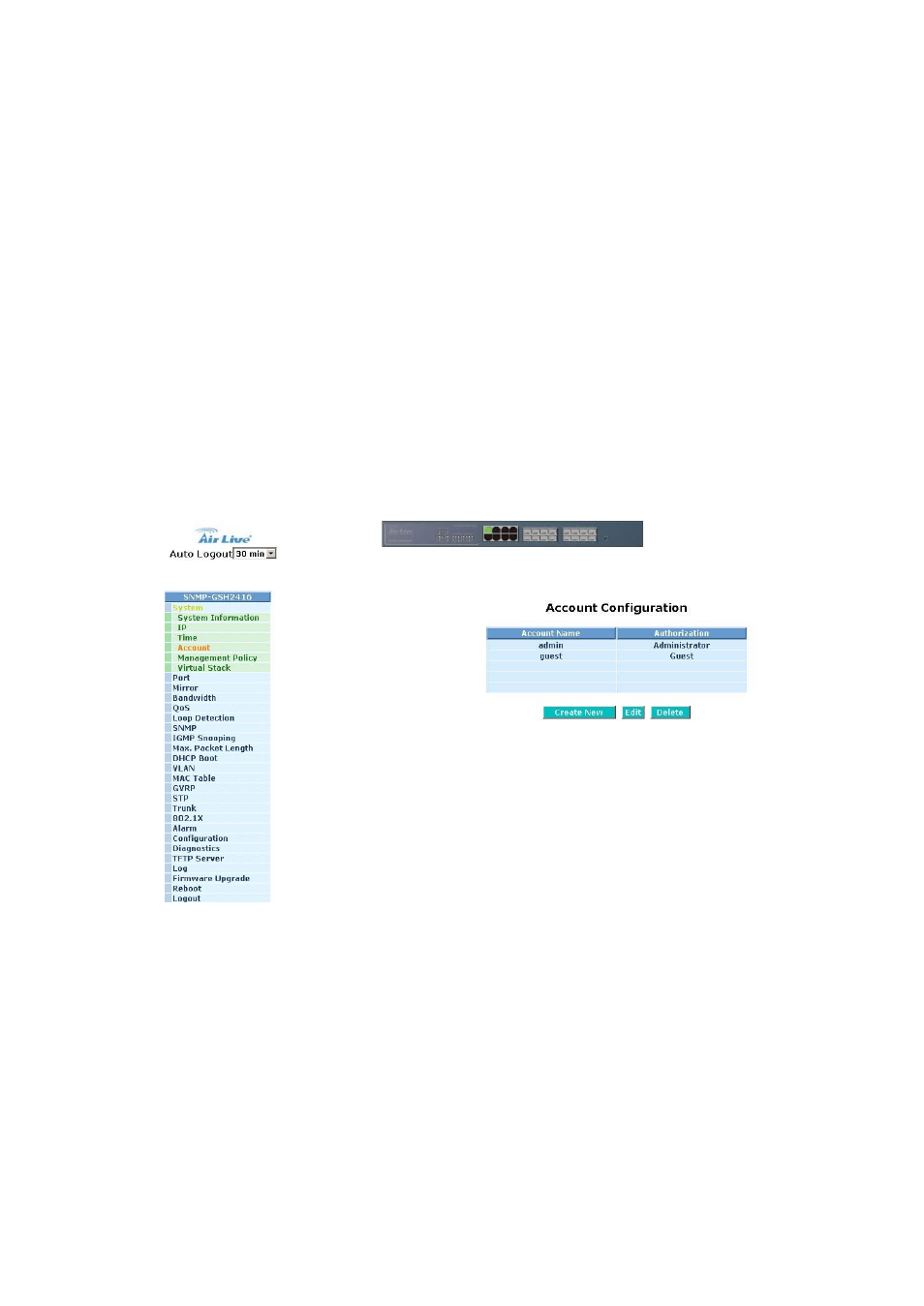 1-4. account configuration | AirLive SNMP-GSH2416 User Manual | Page 43 / 244