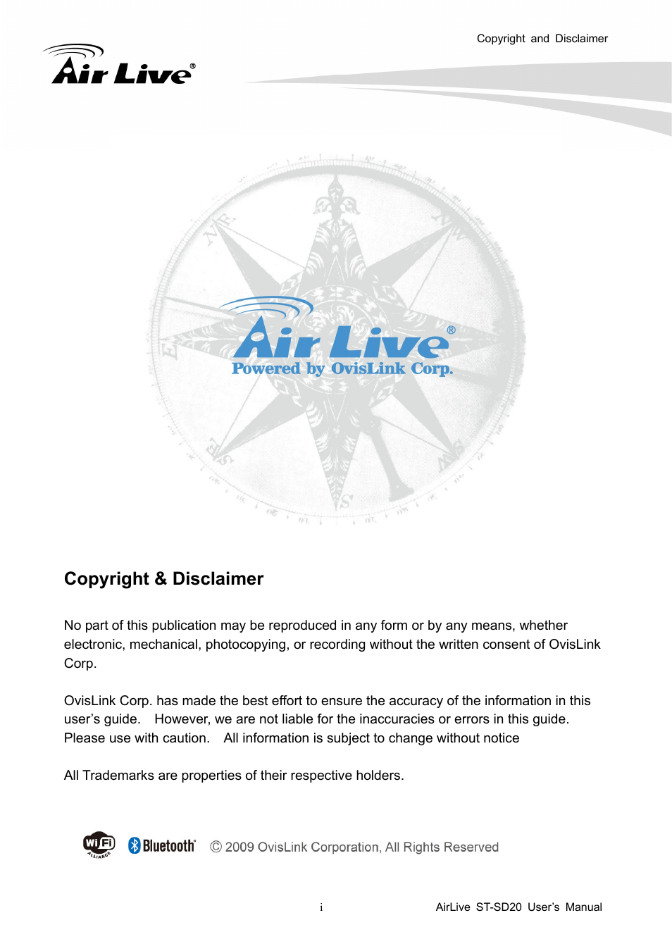 Copyright & disclaimer | AirLive ST-SD20 User Manual | Page 2 / 16