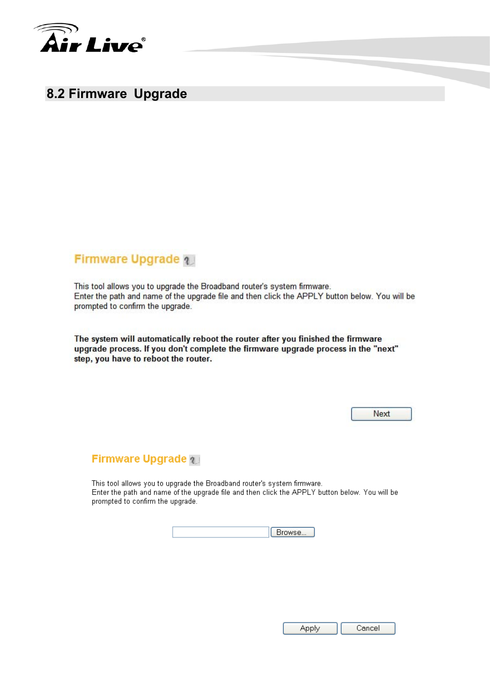 2 firmware upgrade, 2 re upgrade, Firmwa | AirLive Traveler3G User Manual | Page 114 / 124