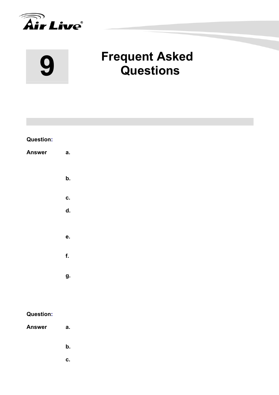 Frequent asked questions, Frequent asked, Questions | AirLive Traveler3G User Manual | Page 116 / 124