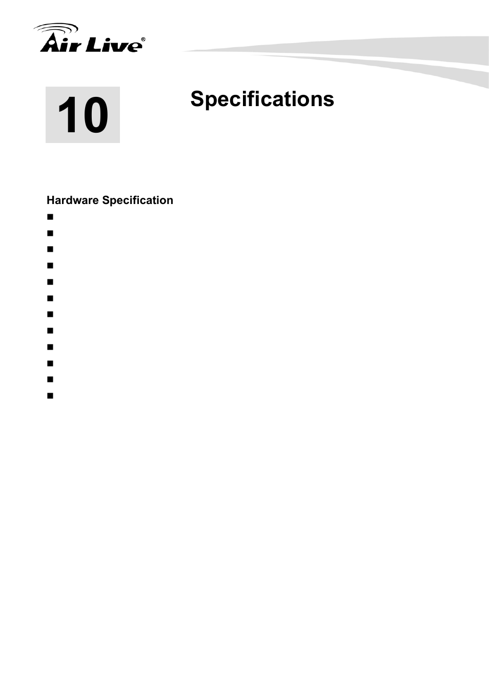 Specifications, Specification | AirLive Traveler3G User Manual | Page 120 / 124