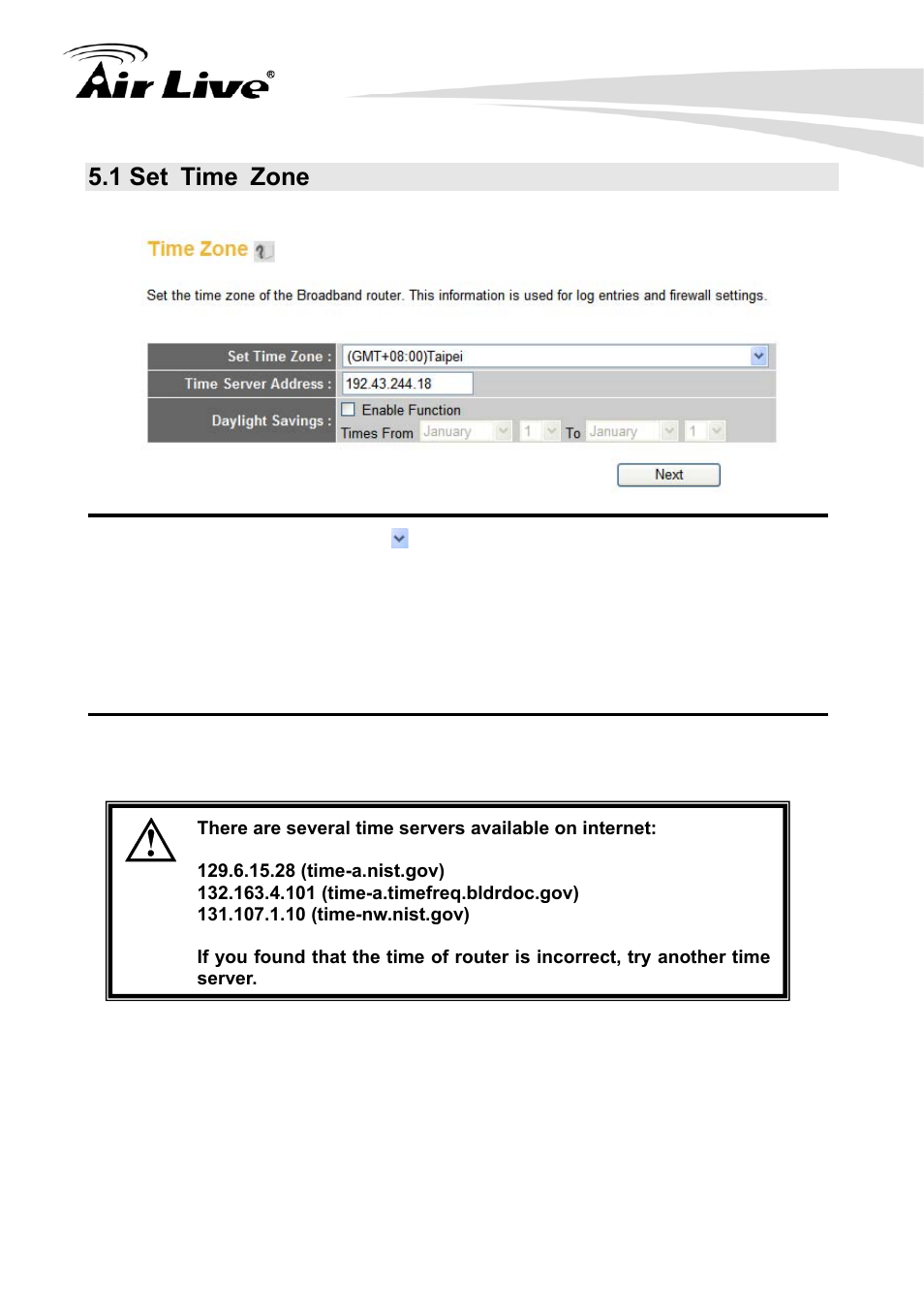 1 set time zone, 1 e zo, Set tim ne | AirLive Traveler3G User Manual | Page 25 / 124