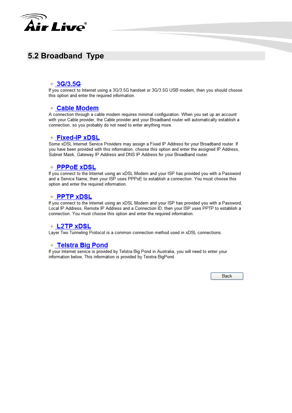 2 broadband type | AirLive Traveler3G User Manual | Page 26 / 124