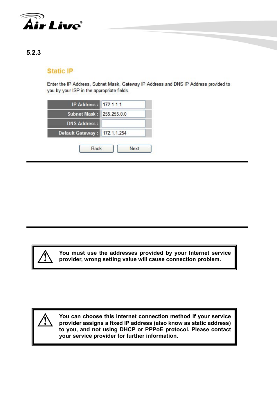 3 fixed-ip xdsl | AirLive Traveler3G User Manual | Page 29 / 124