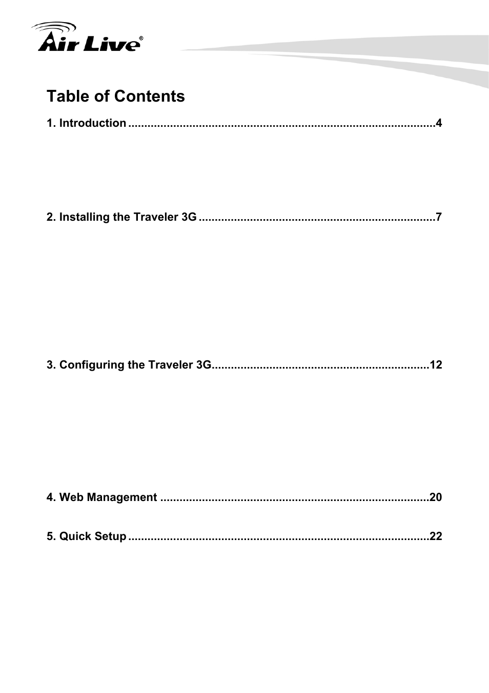 AirLive Traveler3G User Manual | Page 3 / 124