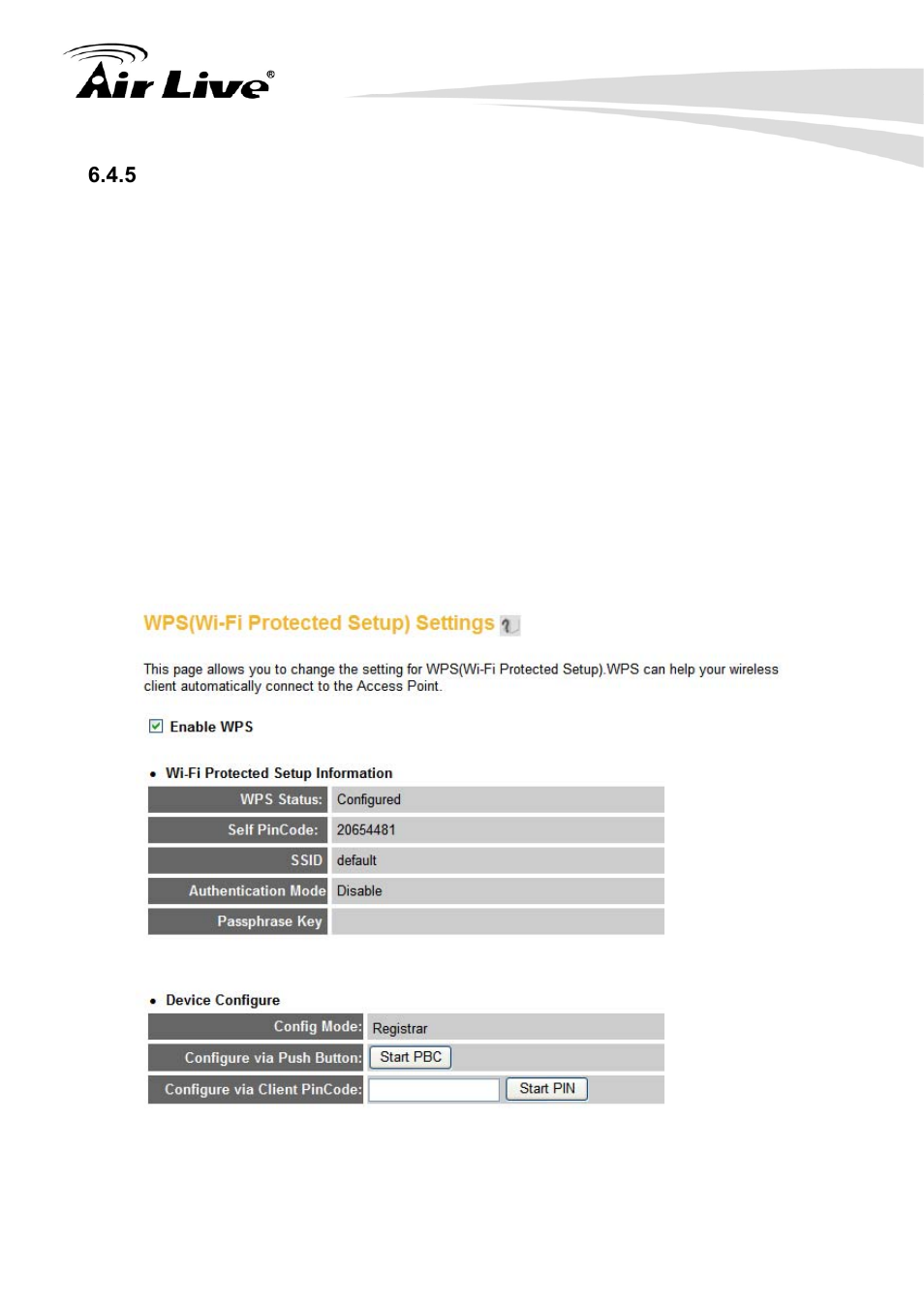 5 wps | AirLive Traveler3G User Manual | Page 73 / 124