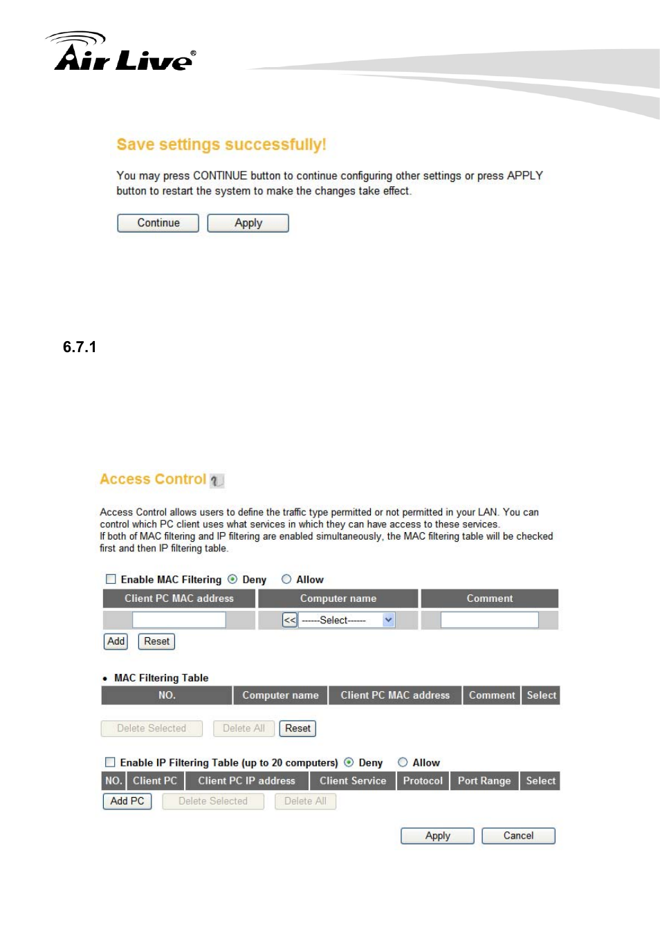 1 access control | AirLive Traveler3G User Manual | Page 91 / 124